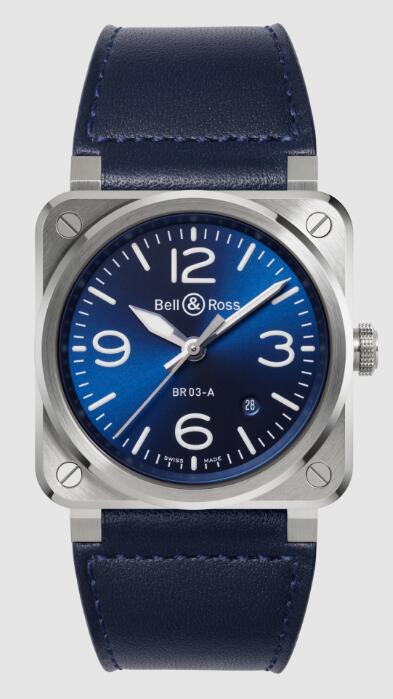 Review Bell and Ross BR 03 Replica Watch NEW BR 03 BLUE STEEL BR03A-BLU-ST/SCA
